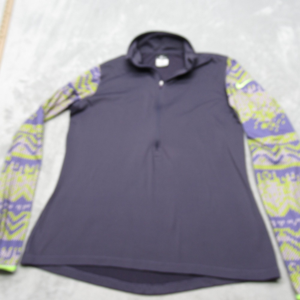 Nike Pro Shirt Womens XL Blue Fri Fit Long Sleeve 1/2 Zip Pullover Running Jog